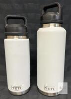 YETI Rambler 26oz & 46oz White Bottles, Stainless Steel, Chug Cap, Double-Wall Insulated minor scuffs from previous use.