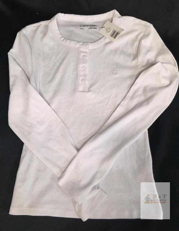NEW Calvin Klein White Long Sleeve Henley Shirt, Women&rsquo;s Size Small, New with Tags, Model 1907726
