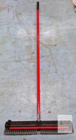 24 inch Industrial Push Broom, Red & Black, Metal Handle, Synthetic Bristles, 60 inch Length