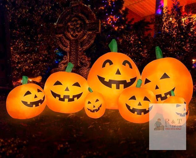 NEW 7.5ft Halloween Inflatable Pumpkin String with 7 Built-in LED Lights, Serial X0048KP2V1