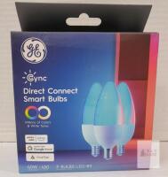 NEW GE Cync Smart LED Bulbs B11 Candelabra 3-Pack, 40W Eq, Color-Changing, WiFi, Alexa/Google Compatible