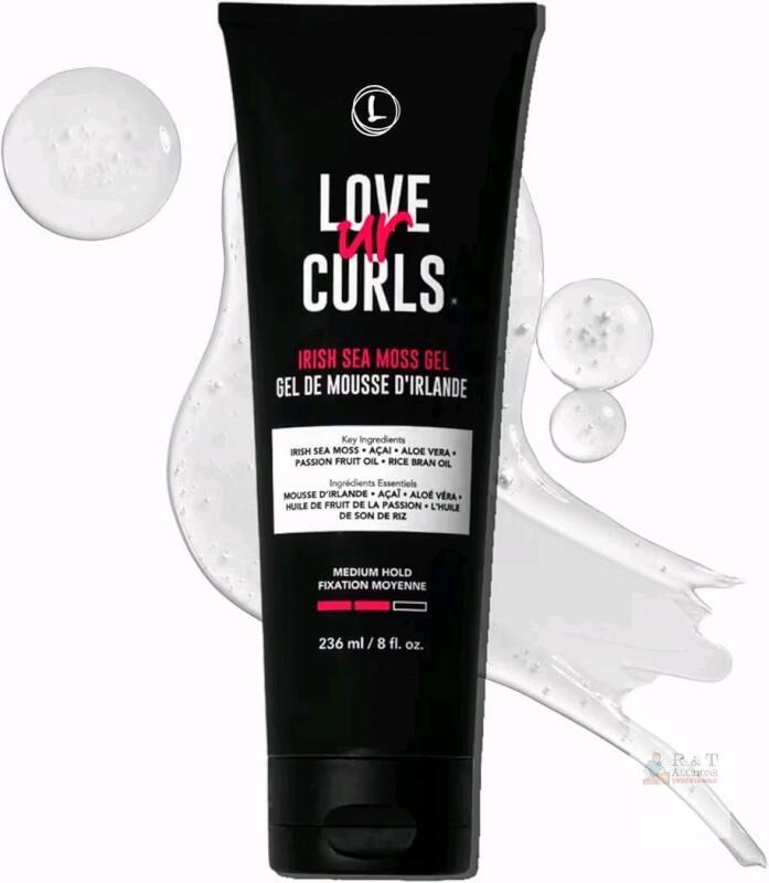 NEW LUS Brands LOVE UR CURLS Irish Sea Moss Gel, Medium Hold, 8 fl oz, For Curly Hair, Key Botanicals