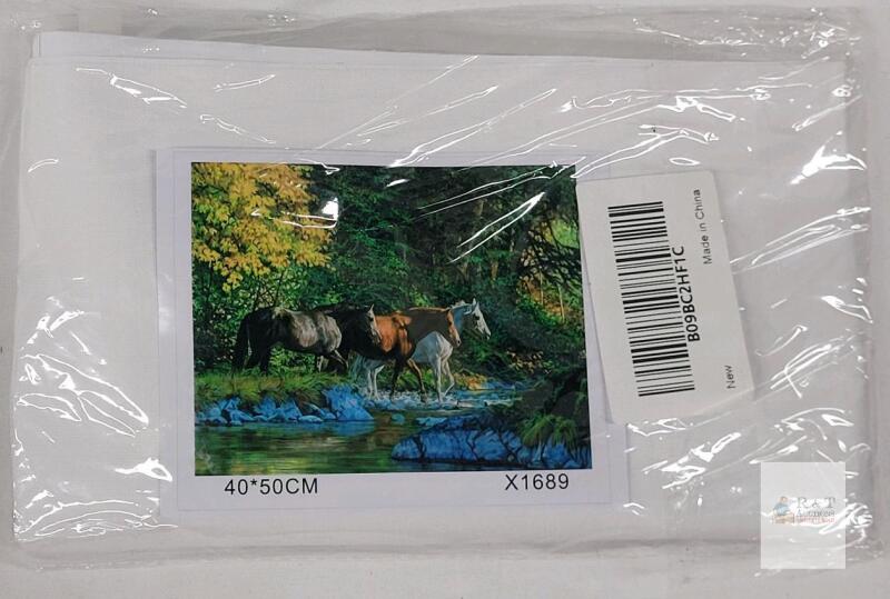 NEW Paint by Numbers Kit X1689 Horses Landscape &ndash; 40x50CM Acrylic, Canvas, 24 Colors, Brushes, China