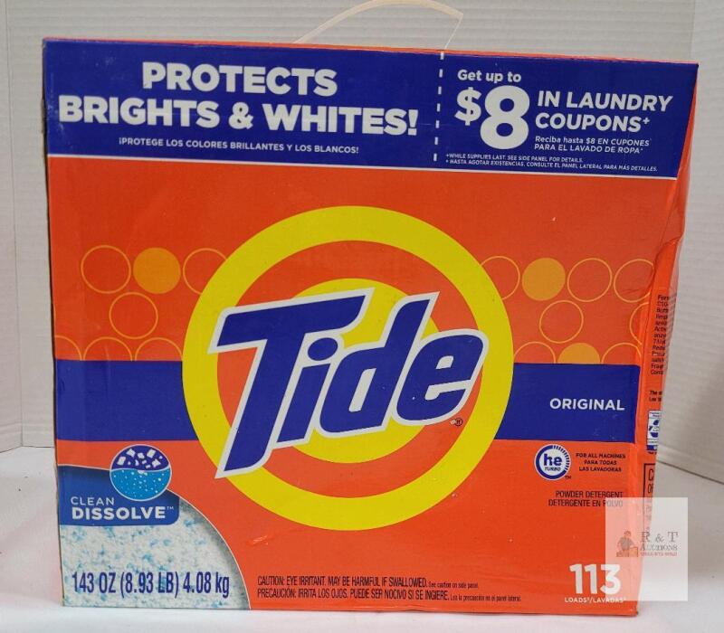 NEW Tide Original Powder Laundry Detergent 143 oz (113 Loads), HE/All Machines, Clean Dissolve