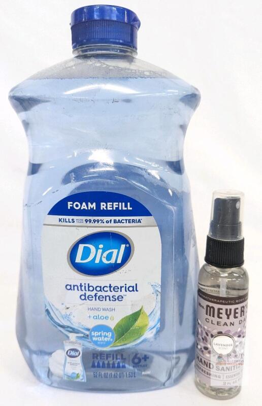NEW Dial Antibacterial Defense Spring Water 52 oz Refill + Mrs. Meyer&rsquo;s Lavender Hand Sanitizer