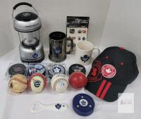 Toronto Maple Leafs & Team Canada Sports Collectibles Lot, Lantern, Pucks, Cap, Mug