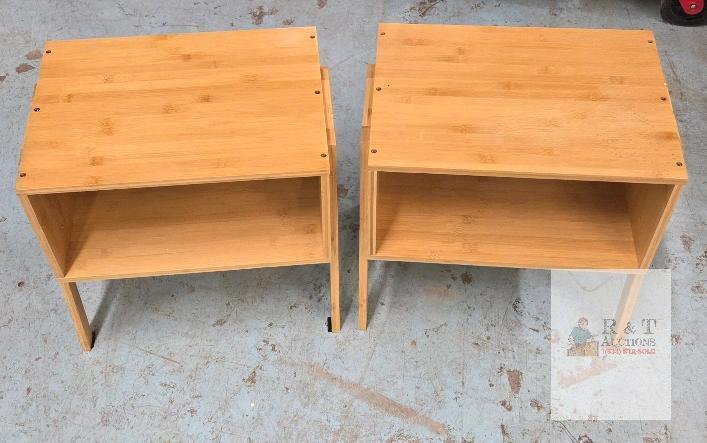Pair of Bamboo End Tables PIET 01, 16"x15"x17.5", Open Shelf, Best Innovation Technology