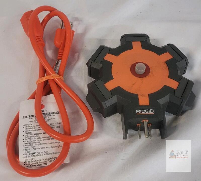 RIDGID 6-Outlet Power Splitter Hub, 3ft 12AWG Extension Cord, UL Listed, Heavy-Duty Outdoor