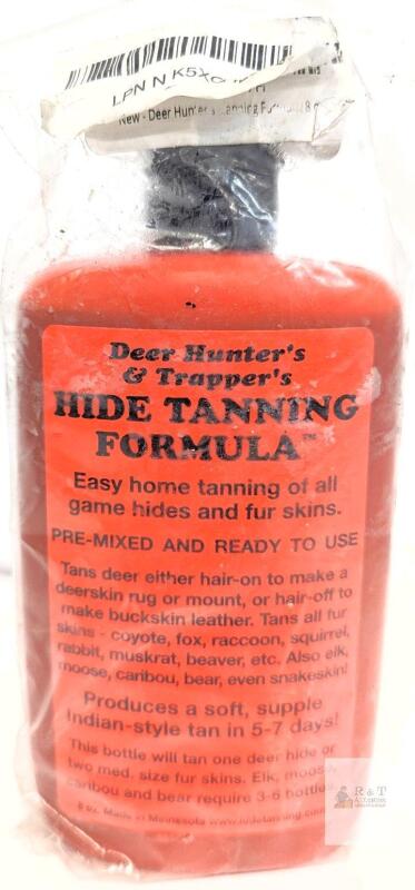 NEW Deer Hunter's & Trapper's Hide Tanning Formula, 8 oz, Pre-Mixed, Expires 09/30/2028, USA Made