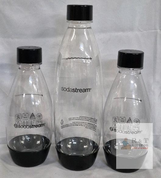 SodaStream Bottles Set: 1 x 840ml & 2 x 450ml, PET, Black Cap, Expires 10/2027, Lot of 3