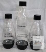 SodaStream Bottles Set: 1 x 840ml & 2 x 450ml, PET, Black Cap, Expires 10/2027, Lot of 3
