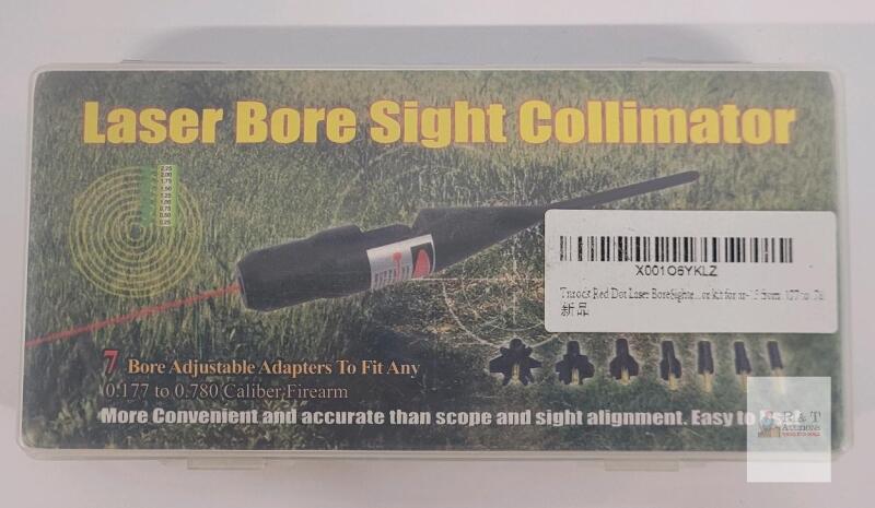 Tinoca Laser Bore Sight Collimator Kit, .177&ndash;.78 Cal, 7 Adapters, Red Dot, Storage Case