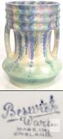 Beswick Ware Art Pottery Vase, 9.5" Tall, Drip Glaze, England, Two Handles, ca. 1930s&ndash;1950s