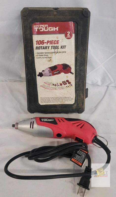 Hyper Tough AQ250005 Rotary Tool Kit, 106-Piece, Variable Speed 8,000&ndash;35,000 RPM, Hard Case TOOL ONLY -WORKING
