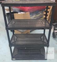 4-Tier Black Plastic Utility Shelving Unit, 37" x 15" x 55.5", Heavy Duty