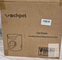 NEW WOOCHPET Cat House C010-WHITE-14.1 Light Grey, Plush Indoor Cat Condo 12.6"x4.9"x12.4", V004LUJF0T