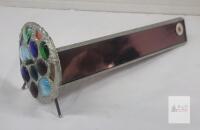 Handcrafted Stained Glass Kaleidoscope with Rotating Multi-Colored Gem Wheel, 8 in, Triangular Body