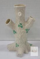 Belleek Shamrock Tree Trunk Vase, 6 in, Parian Porcelain, Ireland, 6th Black Mark REG NO 0857
