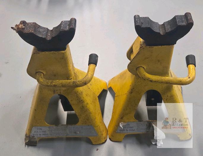 3 Ton Capacity Jack Stands, Steel, Adjustable Height, Yellow, Pair