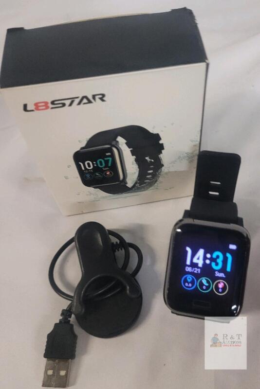 L8STAR Fitness Tracker Smartwatch, Color 1.3" Screen, Heart Rate, Multi-Sport, Black, Charger, Box