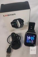 L8STAR Fitness Tracker Smartwatch, Color 1.3" Screen, Heart Rate, Multi-Sport, Black, Charger, Box