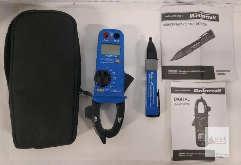 Mastercraft Digital Clamp Meter 052-0729-4 & Non-Contact Voltage Detector Kit, 400A/600V, Case