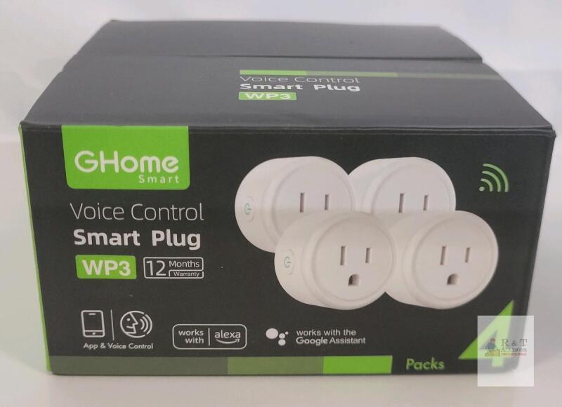 GHome Smart WP3 Wi-Fi Smart Plug 4-Pack, Alexa & Google Compatible, 10A, 2.4GHz, Type B Outlet