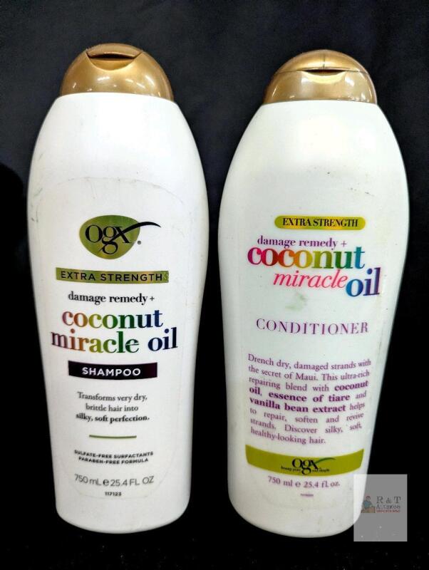 OGX Extra Strength Coconut Miracle Oil Shampoo & Conditioner Set 25.4 fl oz Each, Sulfate-Free Note: Online returns. Volumes may be lower than listed