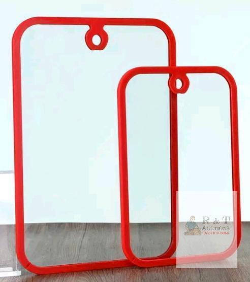 NEW 2-Pack Red Non-Slip Cutting Boards, 15"x10" & 12"x8", BPA-Free Plastic, Hanging Holes