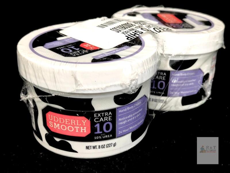 Udderly Smooth Extra Care 10 Hand/Body Cream with 10% Urea, 2-Pack, 8 oz Each, Sealed, 05/28 Expiry Note: one container cracked and leaking product (still sealed within plastic)