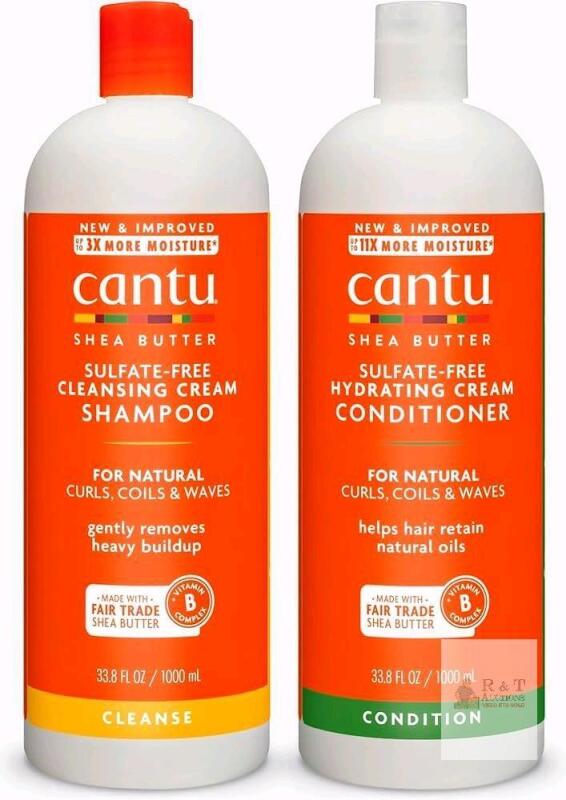 NEW Cantu Shea Butter Sulfate-Free Shampoo & Conditioner Set, 33.8 fl oz Each, 2-Pack, Lot 24351 DB2