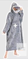 NEW OLAOLA Oversized Sherpa Wearable Blanket Hoodie, Game Controller Print, Adult Unisex, Eye Mask