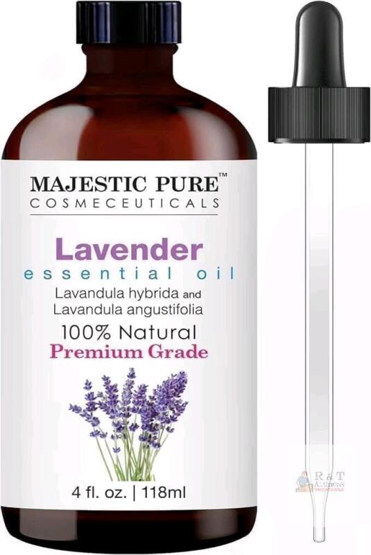 NEW Majestic Pure Lavender Essential Oil 4oz 100% Natural, Premium Grade, with Dropper, Exp 09/2027