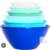 NEW YoungEver 6-Piece Mixing Bowl Set, Coastal Colors, Plastic, Nested, Dishwasher Safe, BPA-Free