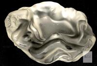 Art Deco Frosted Glass Reclining Nude Woman Figural Bowl, 11" x 7", Molded Decorative Dish