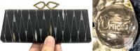 Opticase Vintage Mid-Century Hard Glasses Case Black Geometric Pattern 6.5" Metal Frame
