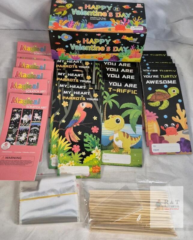 SpringFlower Magic Scratch Art Set, Animals & Dinosaur Cards, Styluses, Envelopes
