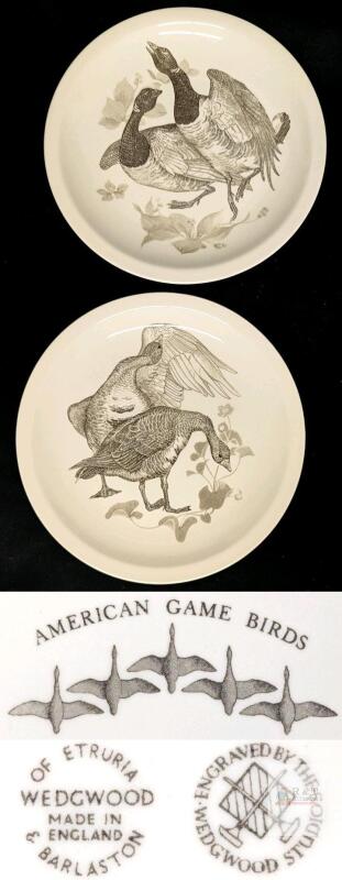 Wedgwood American Game Birds Plates, Brant Goose & White-Fronted Goose, 10.5", Set of 2, England
