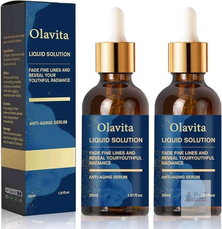 Olavita Liquid Solution Anti-Aging Serum, 1.01 fl oz (30ml), Collagen, Hyaluronic Acid, 2-Pack