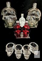 Crystal Head Vodka Skull Bottle & Shot Glass Set &ndash; 2 Large (750mL), 3 Minis (50mL), 4 Shot Glasses