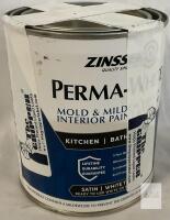 Zinsser Perma-White Satin Interior Paint 31.5 fl oz, Mold & Mildew Resistant, White Tint Base