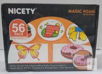NEW NICETY Magic Foam 56-Piece Texture Painting Kit &ndash; 24 Acrylic Pens, 28 Puffy Papers, Storage Box