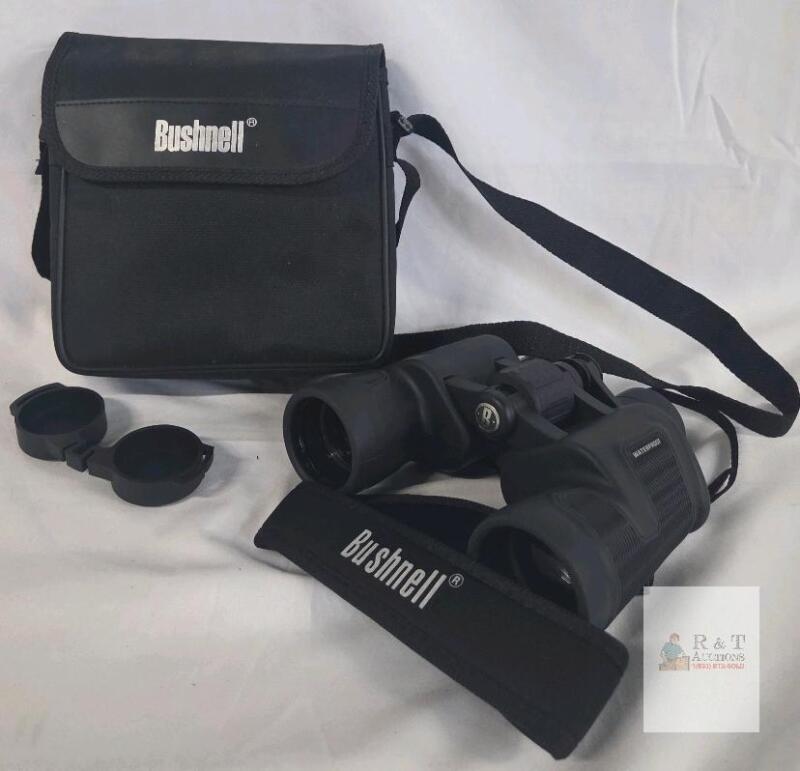 Bushnell 10x42 Binoculars, Porro Prism, 341-ft FOV, Black, Case & Strap, Lens Caps