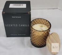 NEW Ashlux Jasmine Scented Candle, 4.23oz 100% Soy Wax, Brown Faceted Glass with Wooden Lid