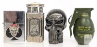 Vintage Metal Skull Wing Butane Flip Top Lighter &ndash; Silver, Refillable, Biker Motif, 2.7"all spark, some do generate flame