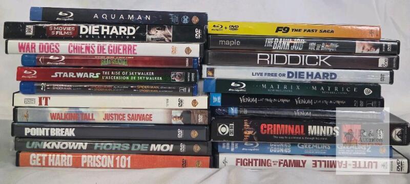 Mixed Lot Blu-ray & DVD Movies/TV: Die Hard, Aquaman, Spider-Man, Matrix, Venom, Star Wars