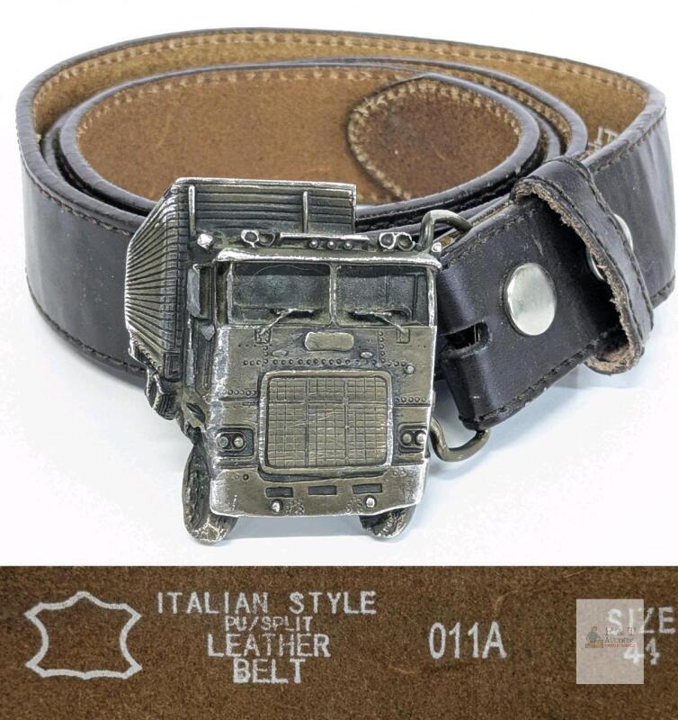 PU/Split Leather Belt, Size 44, Truck Metal Buckle, Model 011A, Serial 1169