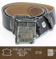 PU/Split Leather Belt, Size 44, Truck Metal Buckle, Model 011A, Serial 1169