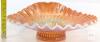 Carnival Glass 11" Ruffled Bowl Marigold Opalescent, Ribbed Star & Floral Design, ca. 1910-1930 USA - 3