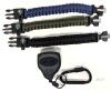 Key-Bak OMUKY Carabiner Retractable Keychain & 3 Paracord Survival Bracelets with Compass, Fire Starter, Whistle